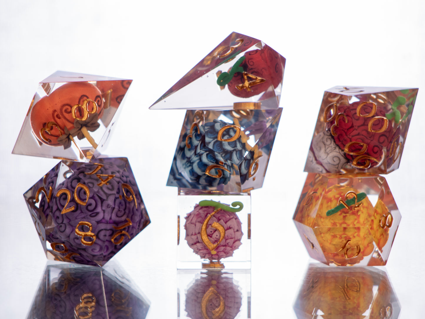 Devilish Fruits: Ver. 2- Alt 7 Piece Handmade Resin Dice