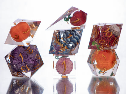 Devilish Fruits: Ver. 2- Alt 7 Piece Handmade Resin Dice