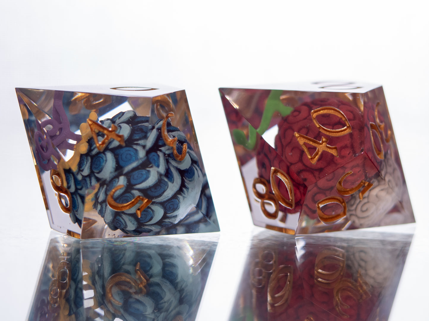 Devilish Fruits: Ver. 2- Alt 7 Piece Handmade Resin Dice