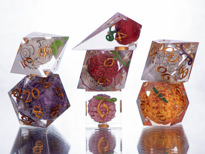 Devilish Fruits - Alt 7 Piece Handmade Resin Dice