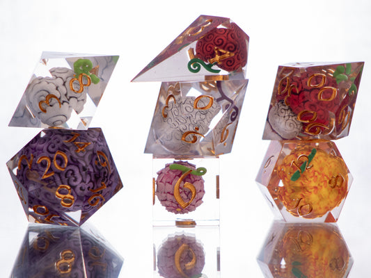 Devilish Fruits - Alt 7 Piece Handmade Resin Dice