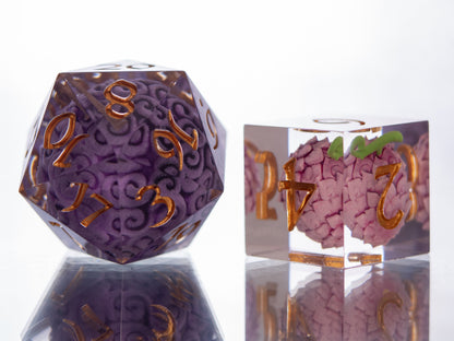 Devilish Fruits - Alt 7 Piece Handmade Resin Dice