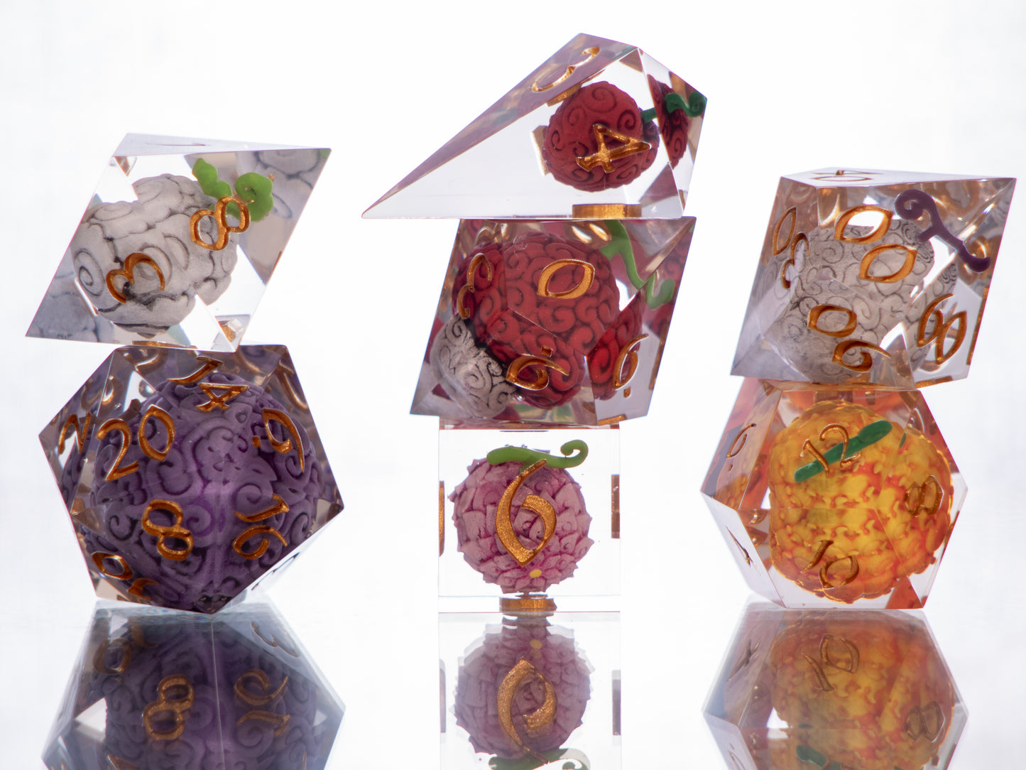 Devilish Fruits - Alt 7 Piece Handmade Resin Dice