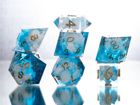 Blue Skies - 7 Piece Handmade Resin Dice