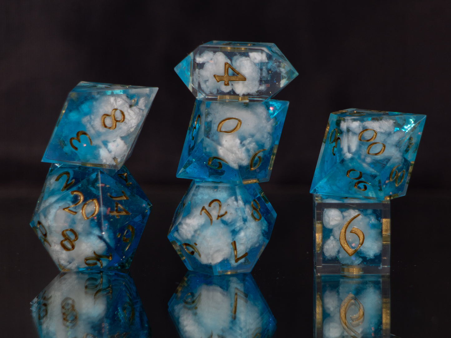 Blue Skies - 7 Piece Handmade Resin Dice