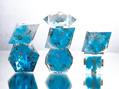 Blue Skies - 7 Piece Handmade Resin Dice