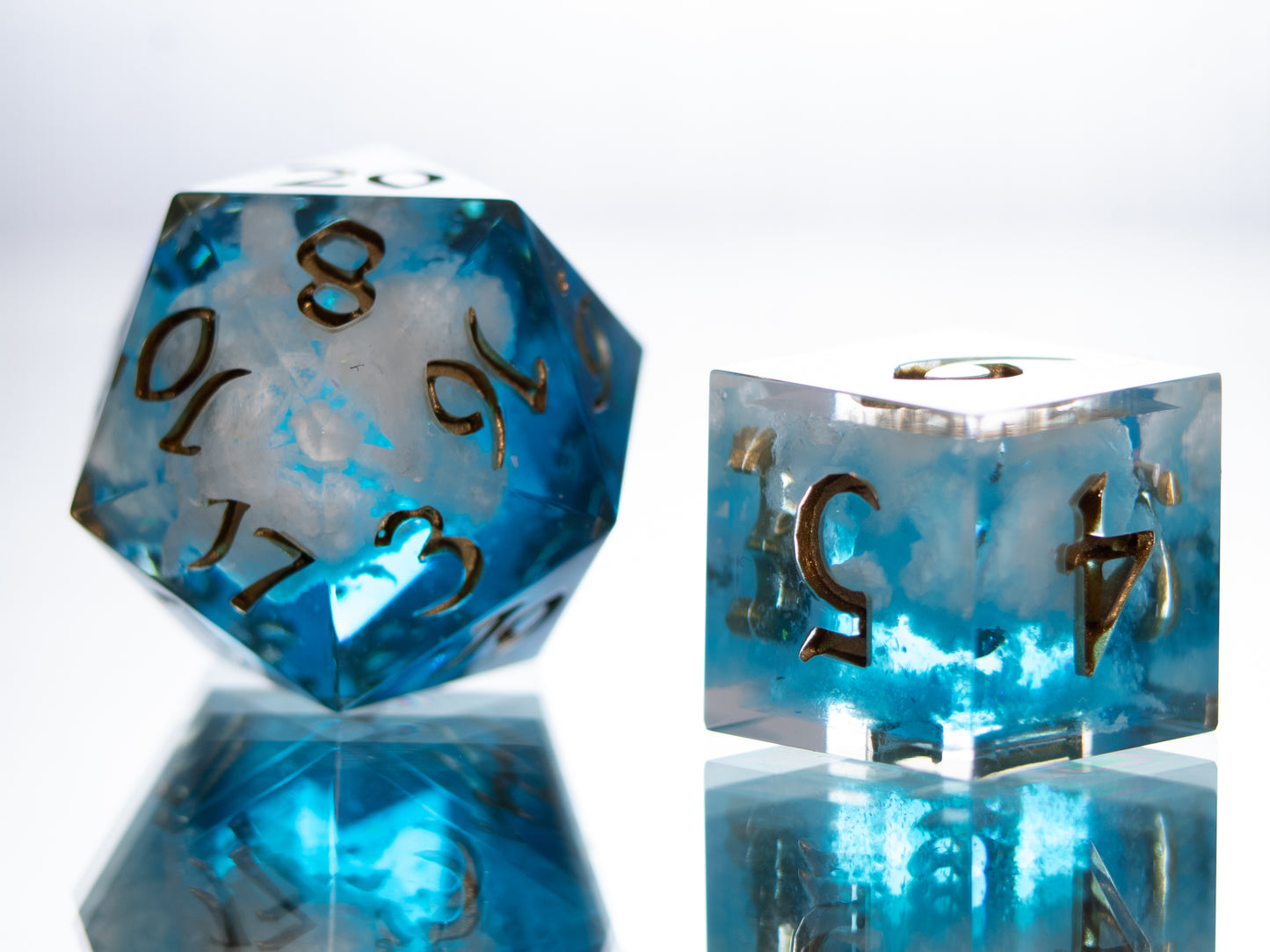 Blue Skies - 7 Piece Handmade Resin Dice