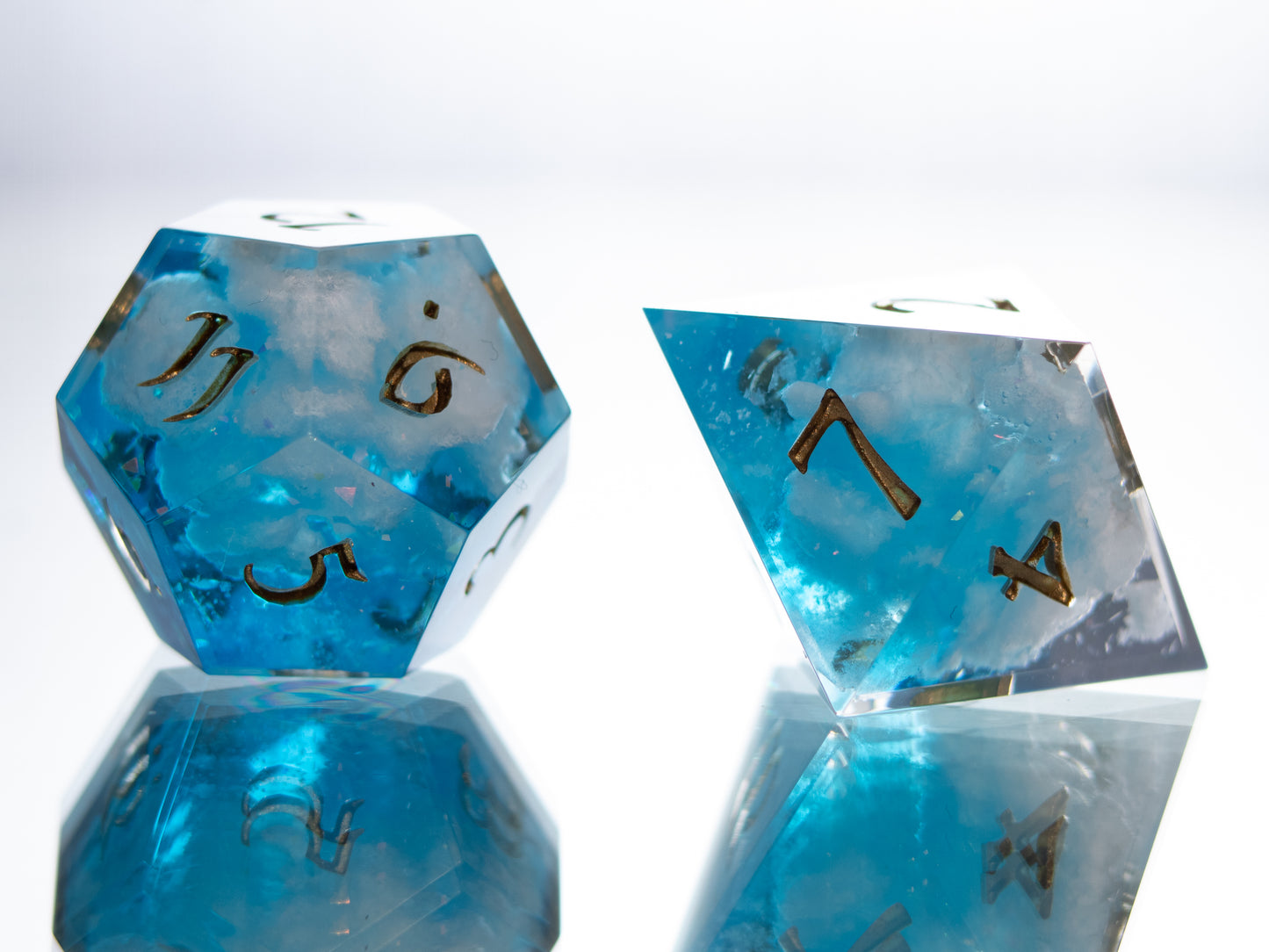 Blue Skies - 7 Piece Handmade Resin Dice