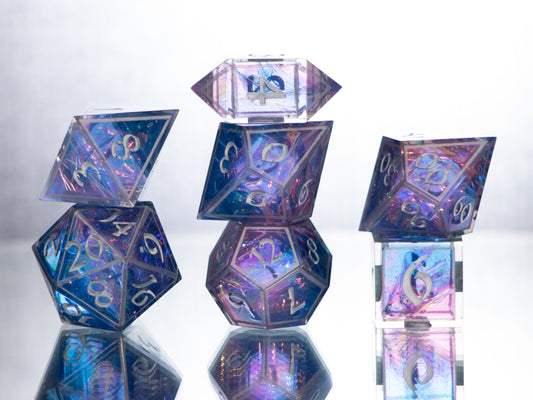 Vaporwave Glass - 7 Piece Handmade Resin Dice