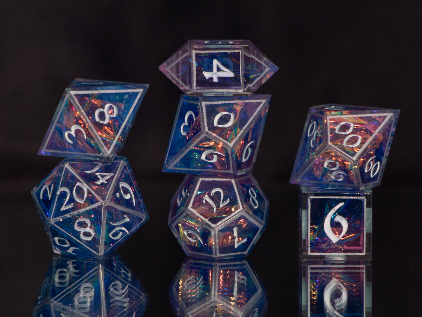 Vaporwave Glass - 7 Piece Handmade Resin Dice