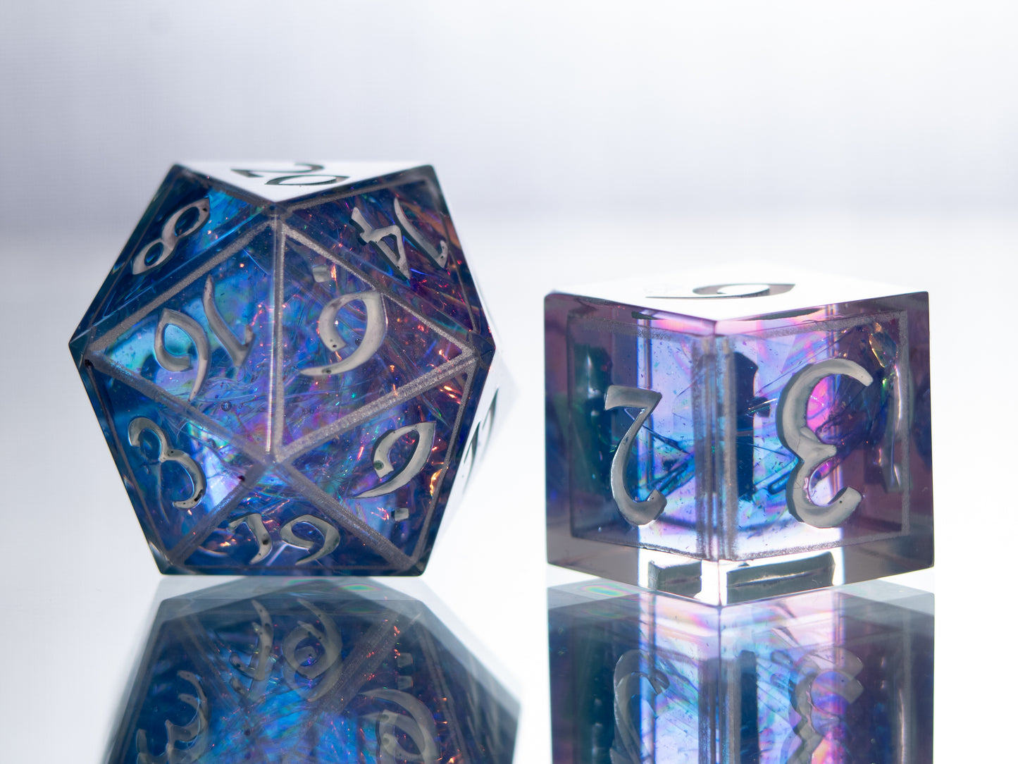 Vaporwave Glass - 7 Piece Handmade Resin Dice