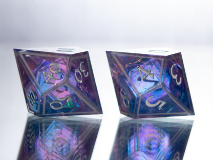 Vaporwave Glass - 7 Piece Handmade Resin Dice