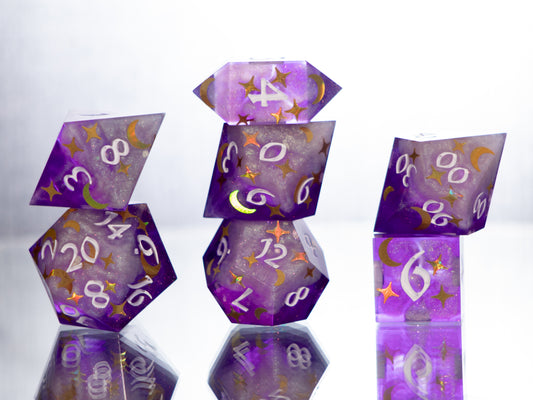 Enchanting Night - 7 Piece Handmade Resin Dice