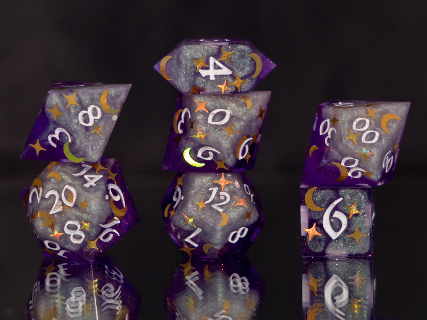 Enchanting Night - 7 Piece Handmade Resin Dice