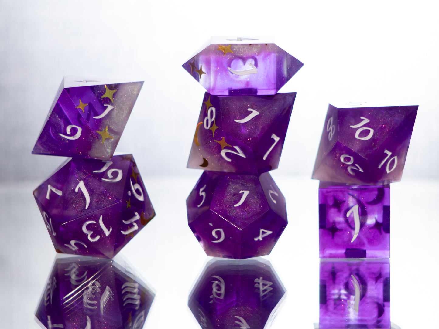 Enchanting Night - 7 Piece Handmade Resin Dice