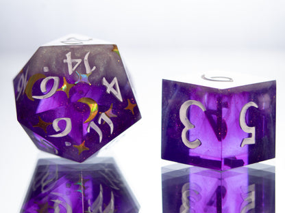 Enchanting Night - 7 Piece Handmade Resin Dice