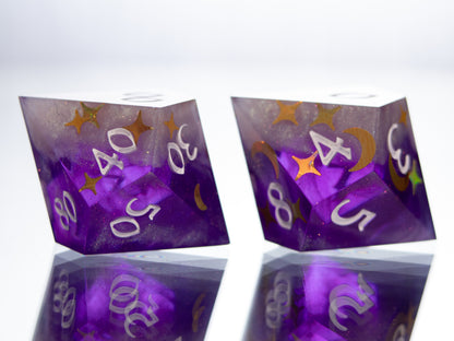 Enchanting Night - 7 Piece Handmade Resin Dice