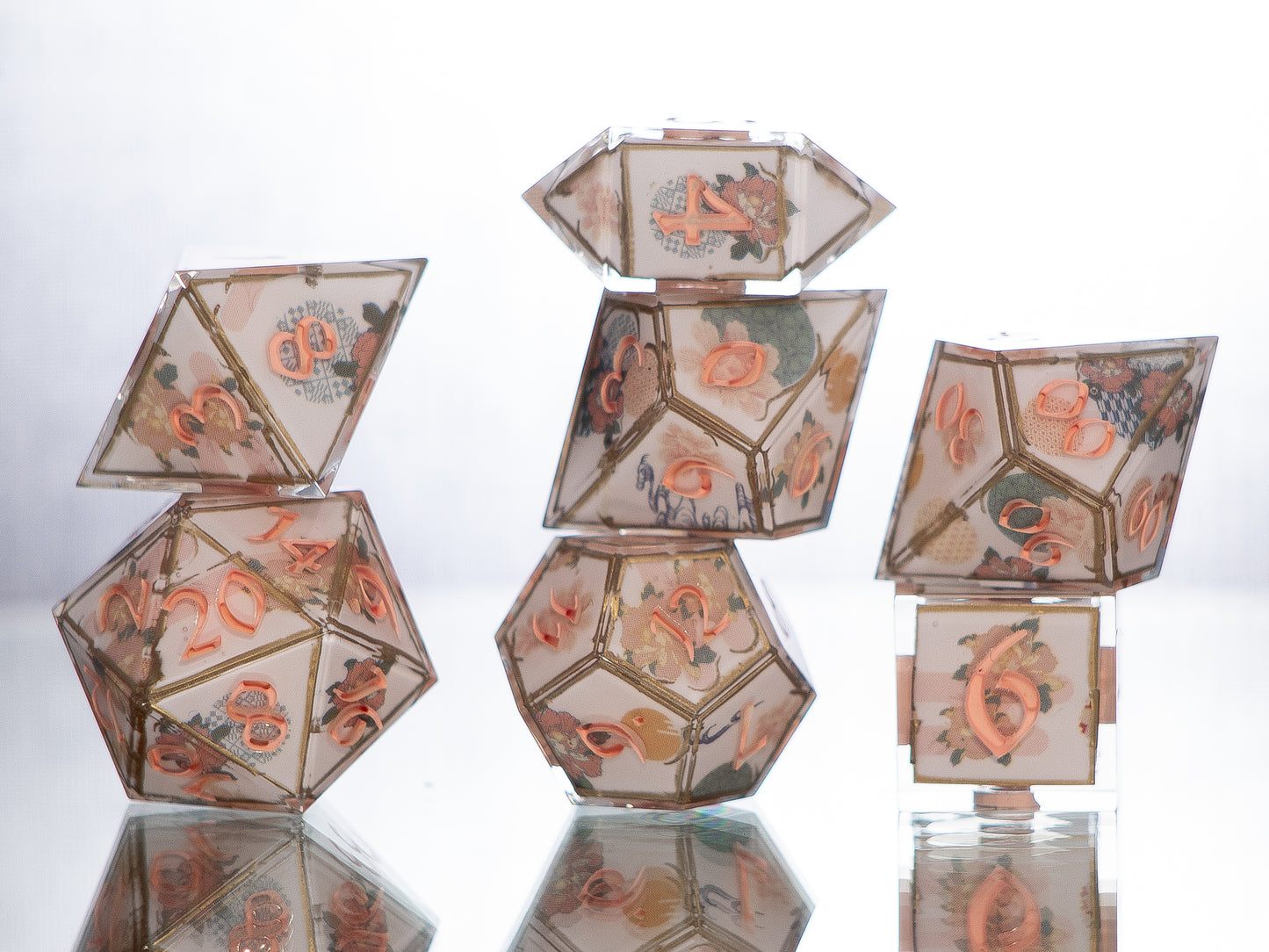 Lotus Temple - 7 Piece Handmade Resin Dice