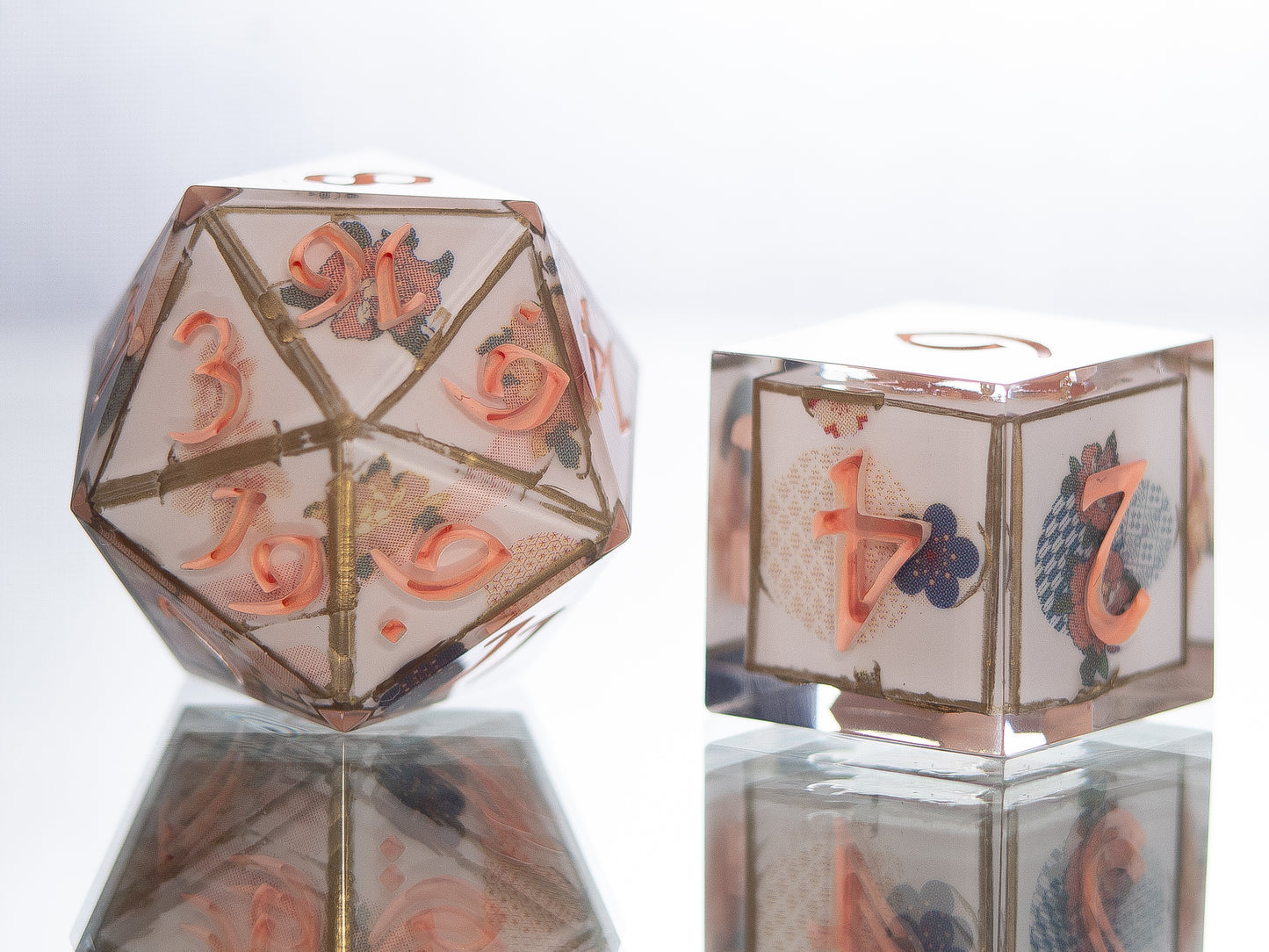 Lotus Temple - 7 Piece Handmade Resin Dice