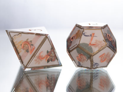 Lotus Temple - 7 Piece Handmade Resin Dice