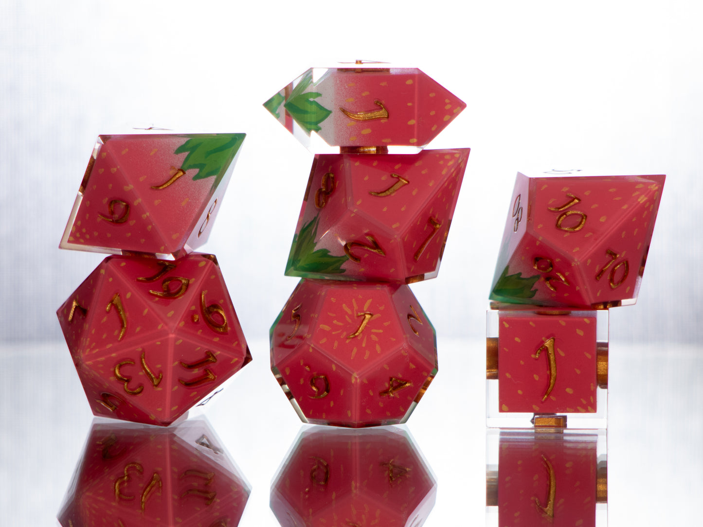 Strawberry Candies - 7 Piece Handmade Resin Dice