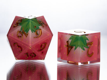 Strawberry Candies - 7 Piece Handmade Resin Dice