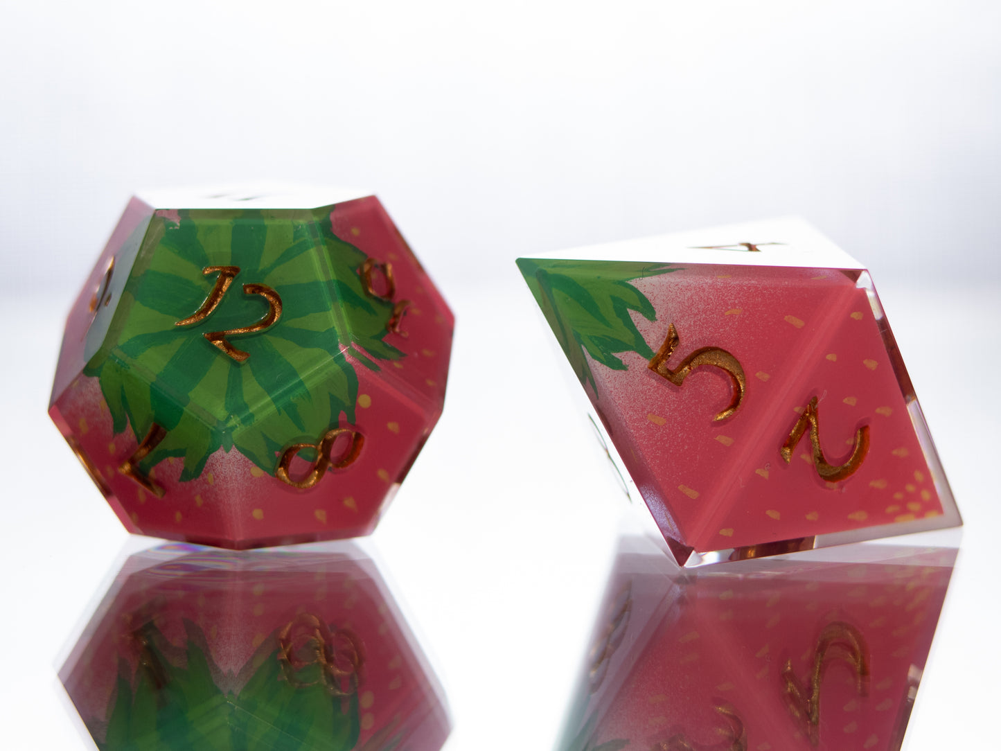 Strawberry Candies - 7 Piece Handmade Resin Dice