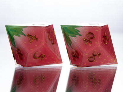 Strawberry Candies - 7 Piece Handmade Resin Dice