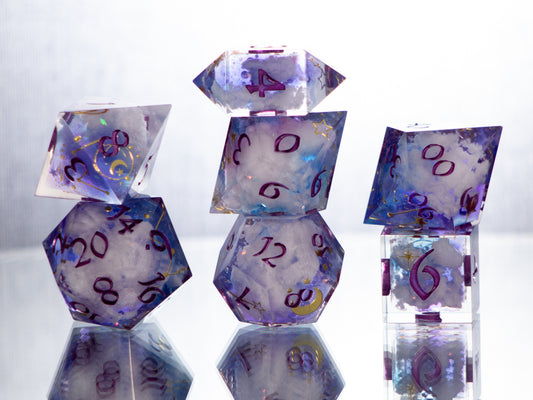 Celestial Clouds - 7 Piece Handmade Resin Dice