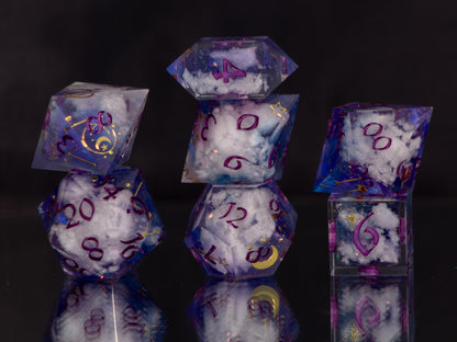 Celestial Clouds - 7 Piece Handmade Resin Dice