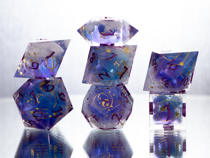 Celestial Clouds - 7 Piece Handmade Resin Dice