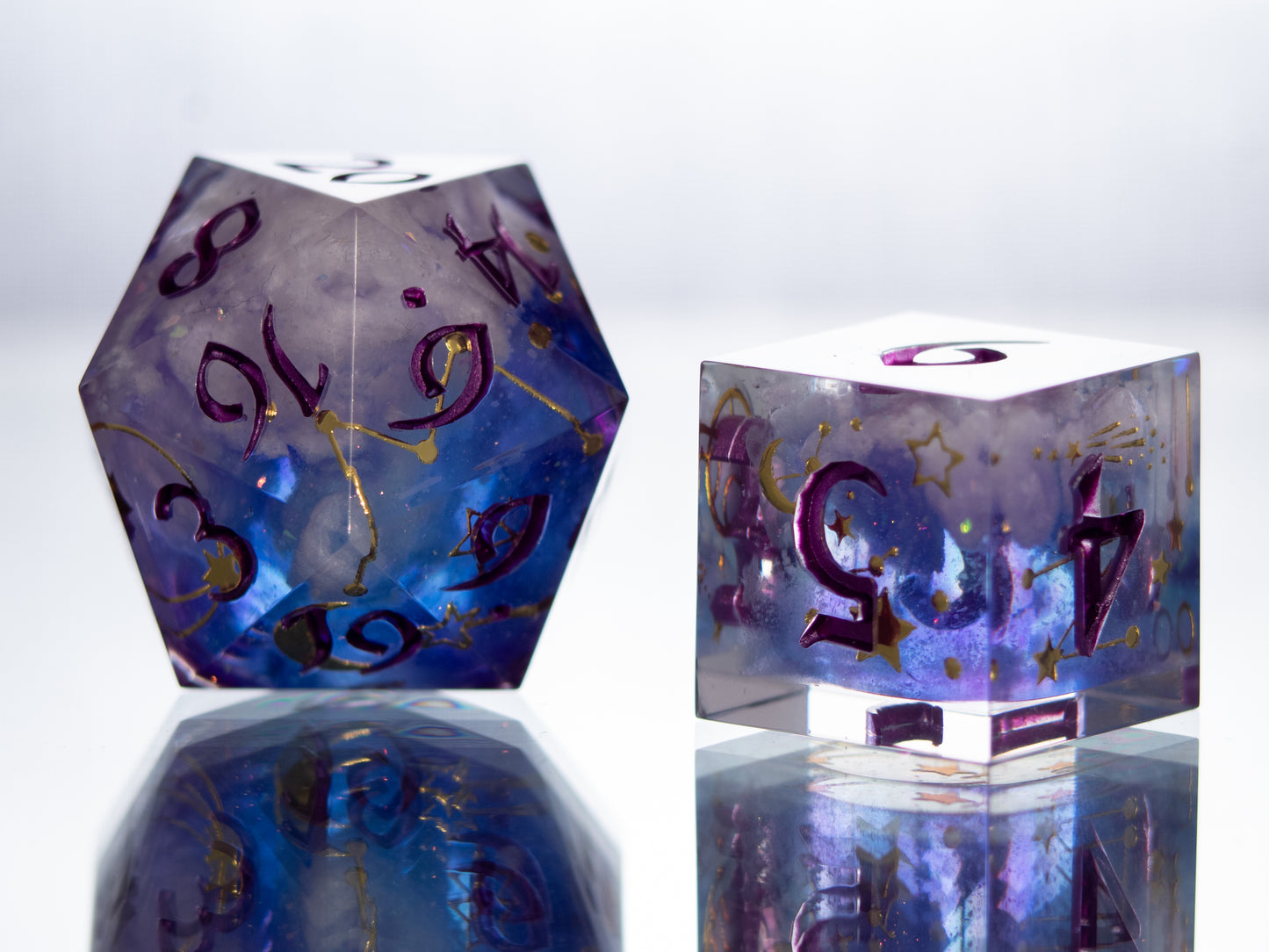 Celestial Clouds - 7 Piece Handmade Resin Dice