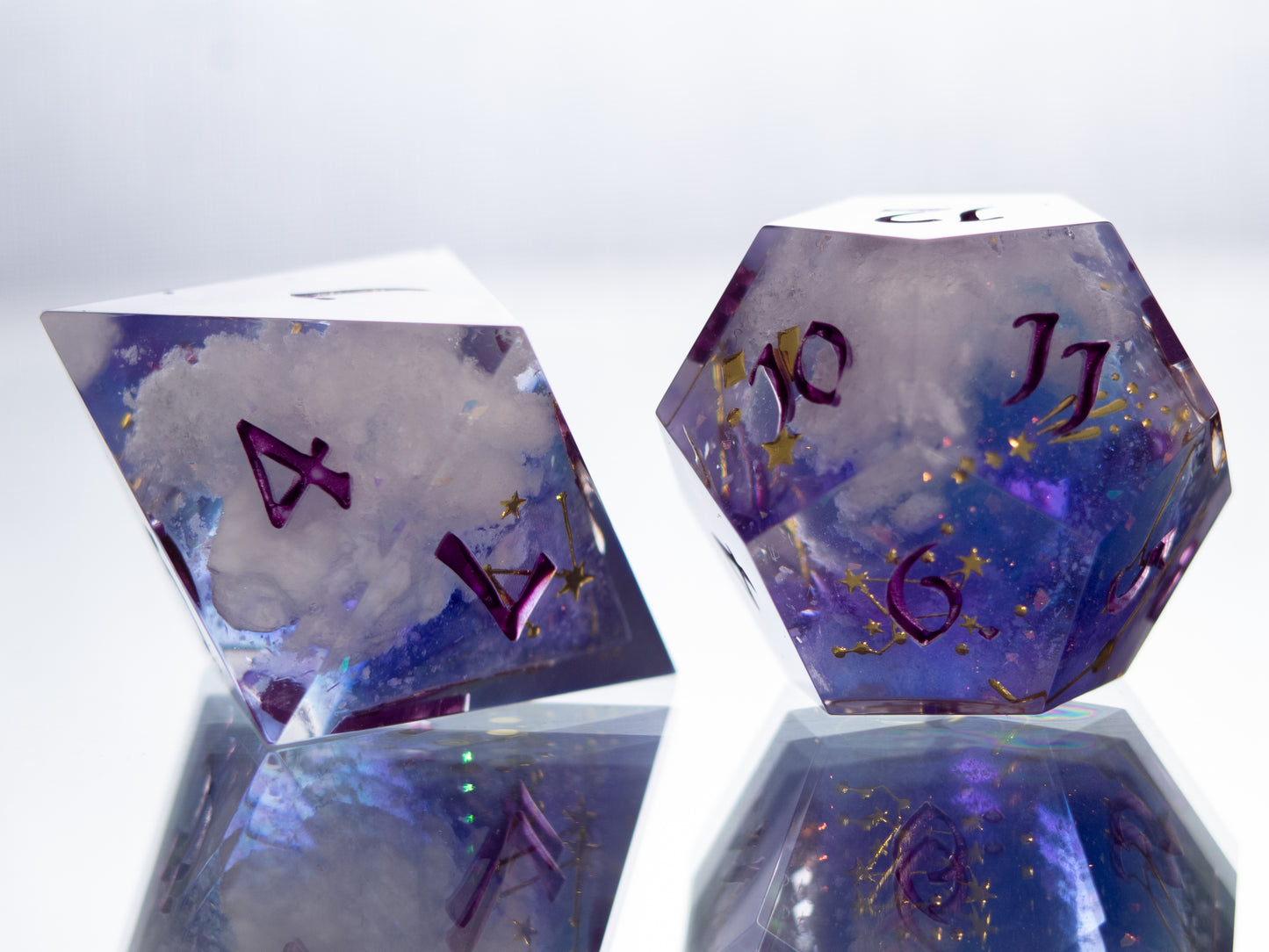 Celestial Clouds - 7 Piece Handmade Resin Dice