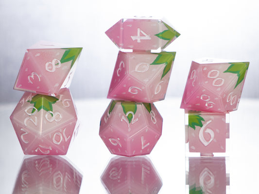 Sweet Strawberries - 7 Piece Handmade Resin Dice