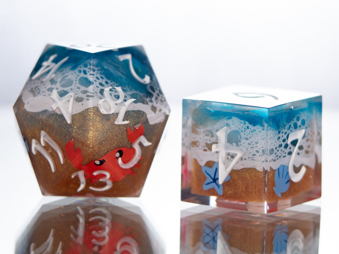 Seaside - 7 Piece Handmade Resin Dice