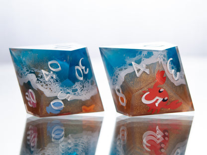 Seaside - 7 Piece Handmade Resin Dice