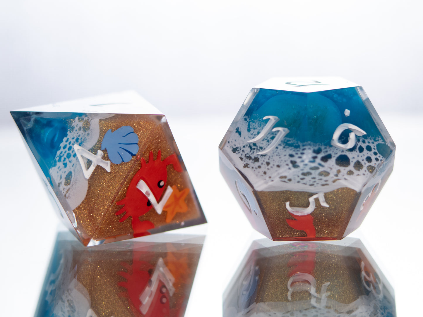 Seaside - 7 Piece Handmade Resin Dice