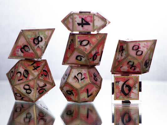 Temari - 7 Piece Handmade Resin Dice