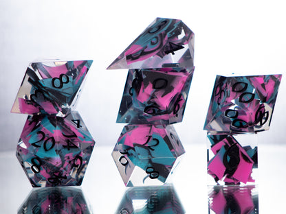 Abstract Recycling - Alt 7 Piece Handmade Resin Dice