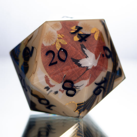 Crane Dance - Handmade Chonk Resin D20