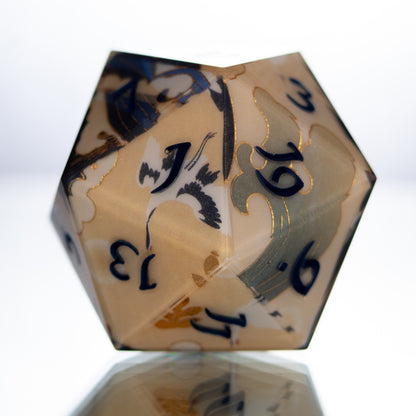 Crane Dance - Handmade Chonk Resin D20