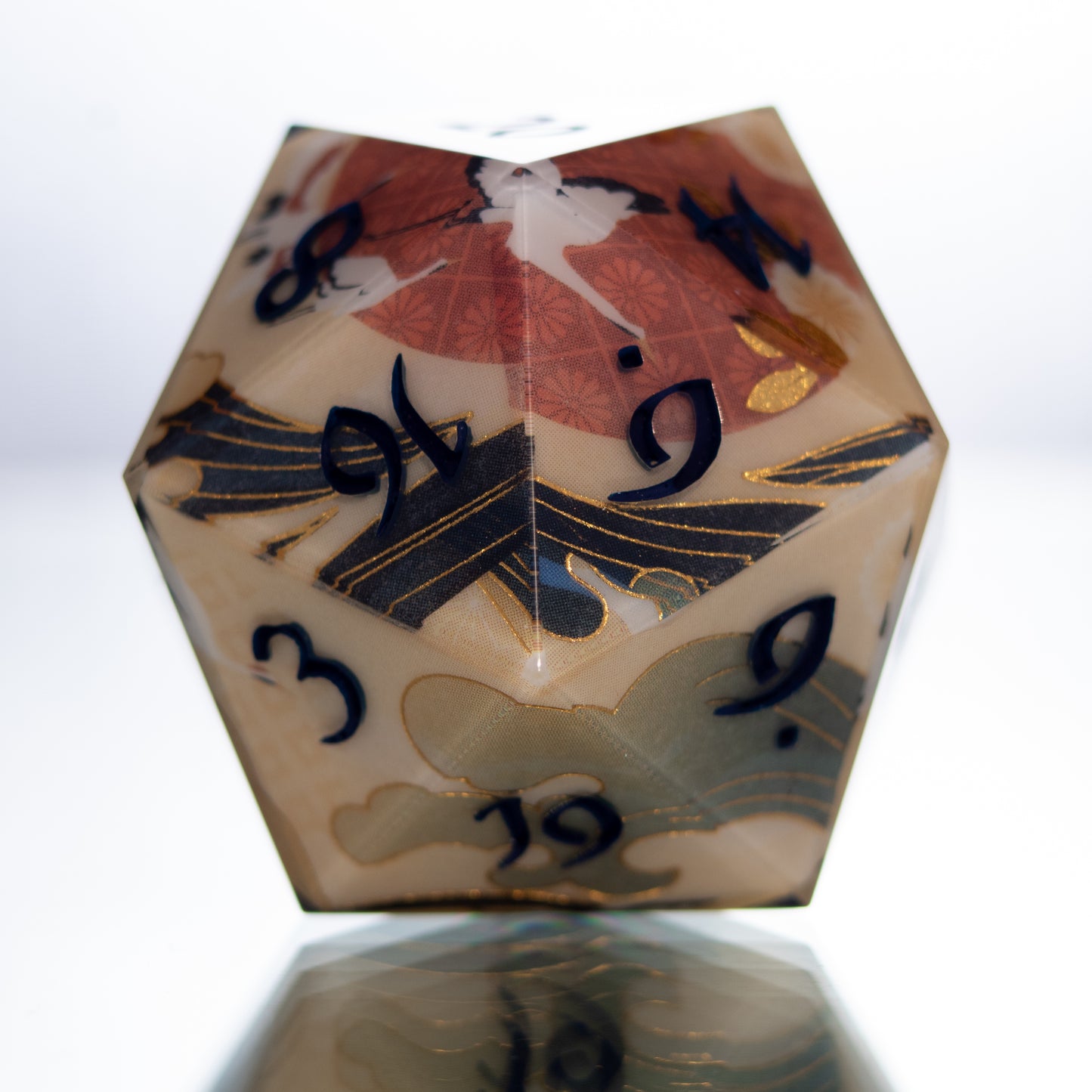 Crane Dance - Handmade Chonk Resin D20