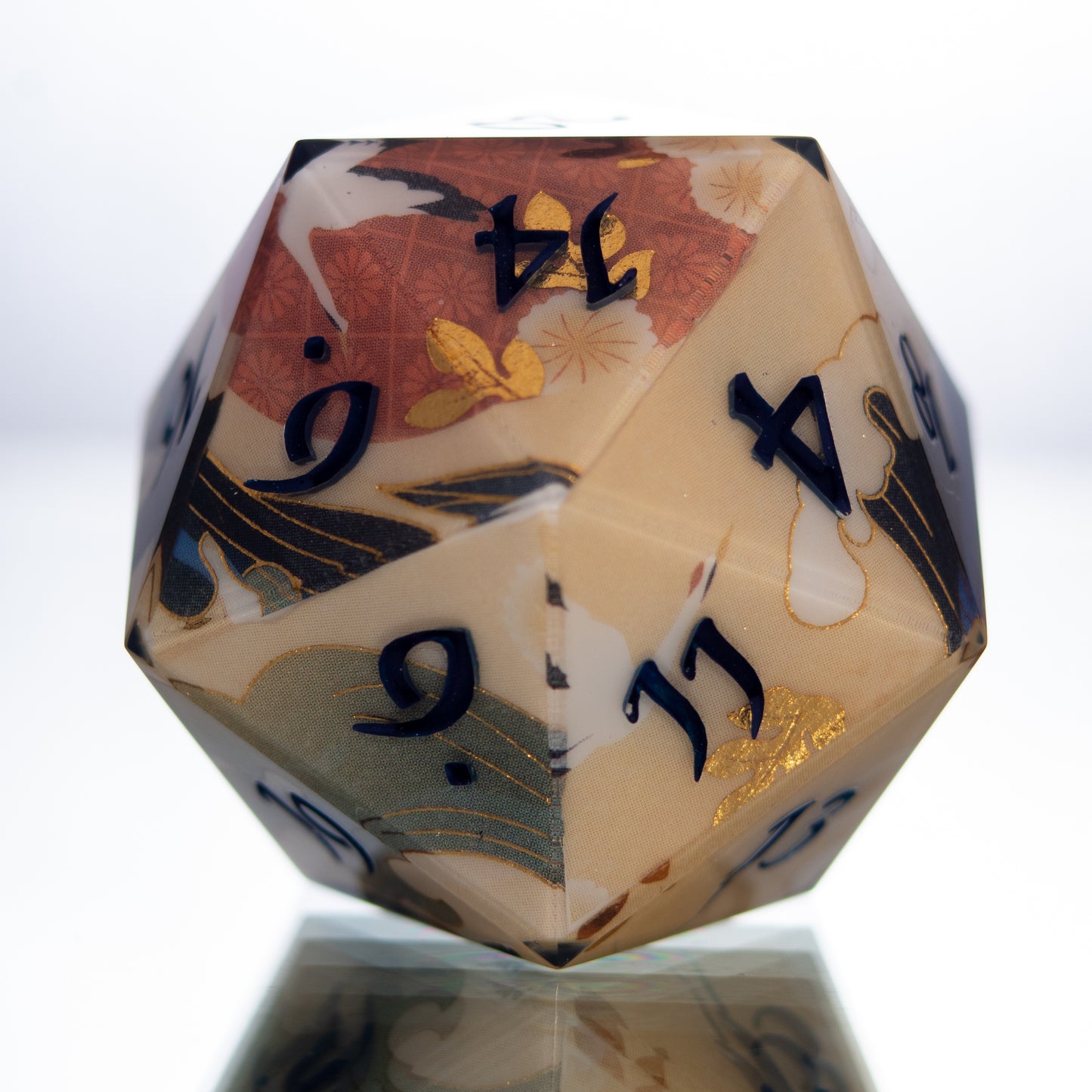 Crane Dance - Handmade Chonk Resin D20