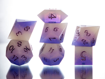 Soft Glow- 7 Piece Handmade Resin Dice