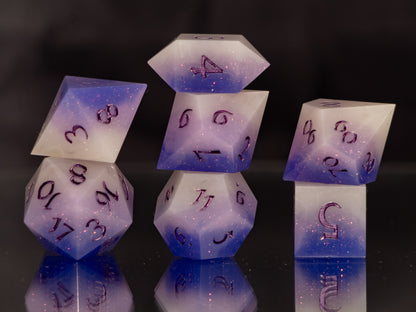 Soft Glow- 7 Piece Handmade Resin Dice