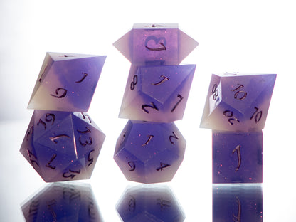 Soft Glow- 7 Piece Handmade Resin Dice