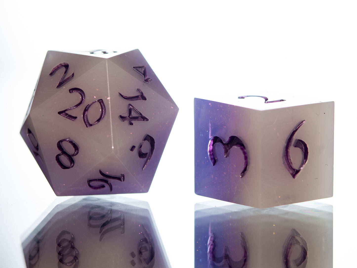 Soft Glow- 7 Piece Handmade Resin Dice