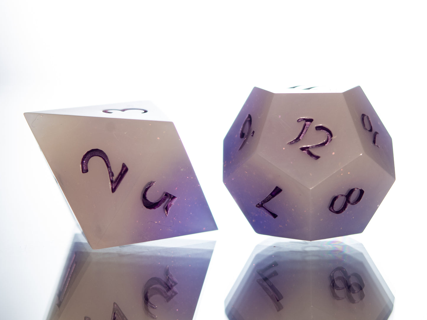 Soft Glow- 7 Piece Handmade Resin Dice