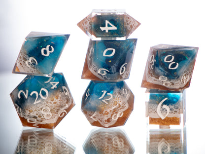 Beach Trip - 7 Piece Handmade Resin Dice