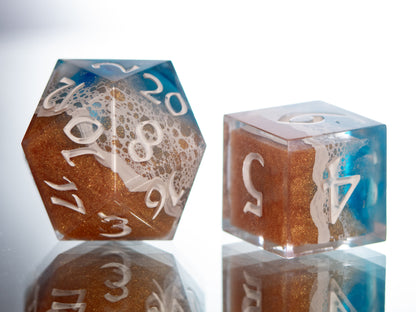 Beach Trip - 7 Piece Handmade Resin Dice